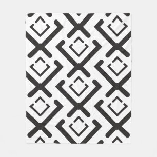 Black Geometric Concentric Diamond Shape pattern Fleece Blanket