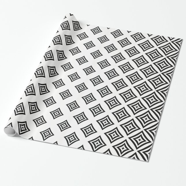 Black Geometric Design Wrapping Paper (Unrolled)