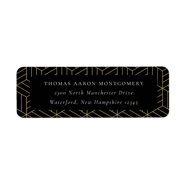 Black Geometric Pattern Address Return Address Label (Front)