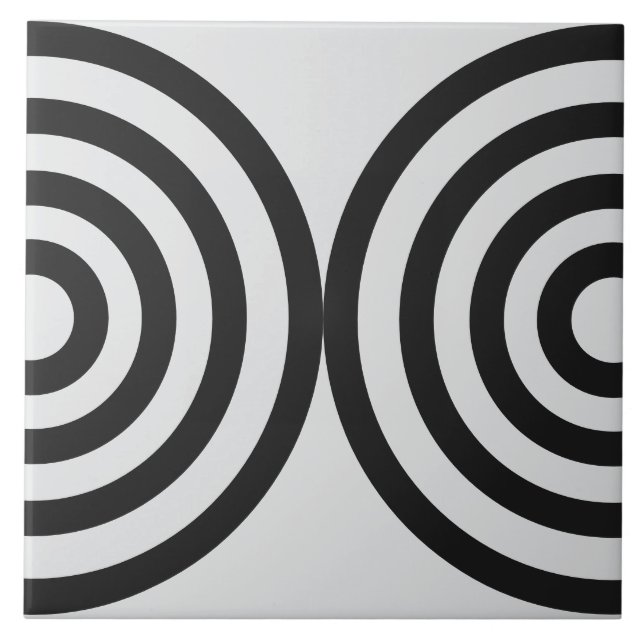 Black Geometric Pattern Mid Century Modern Ceramic Tile (Front)