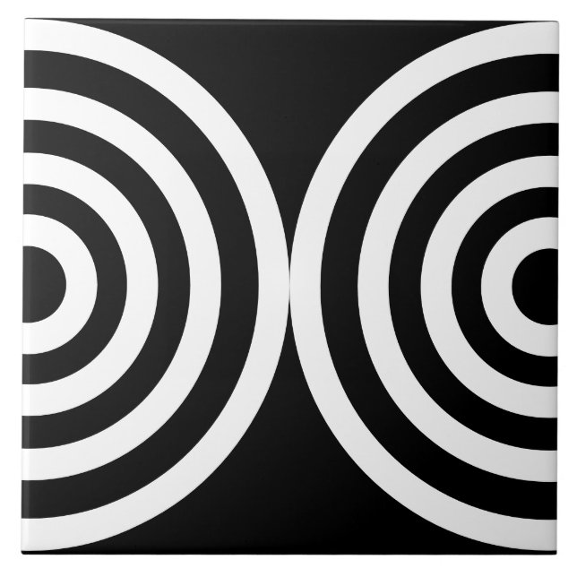 Black Geometric Pattern Mid Century Modern Ceramic Tile (Front)