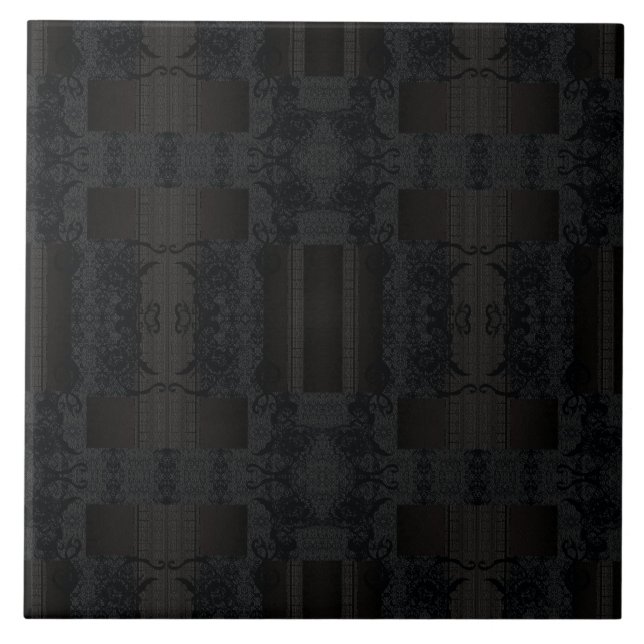 Black Geometric Pattern – Modern Minimalist Design Ceramic Tile (Front)