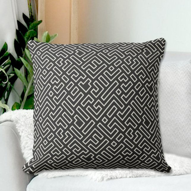 Black Geometric Pattern Throw Pillow (Creator Uploaded)