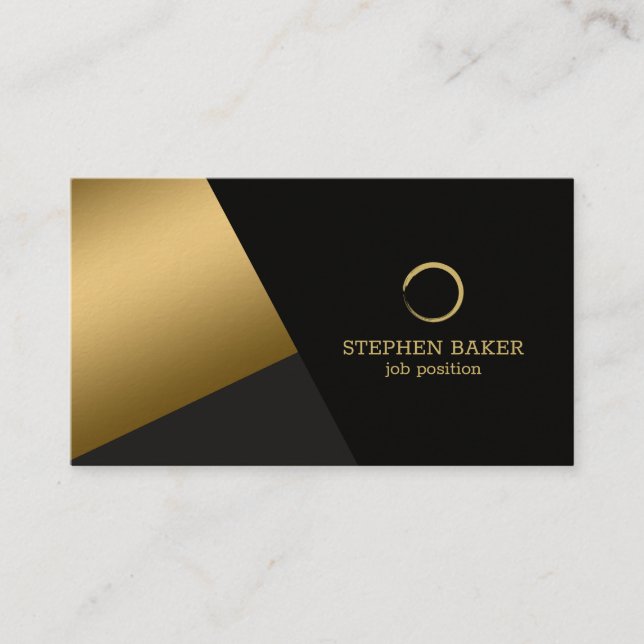 Black Geometric Shapes Business Card (Front)