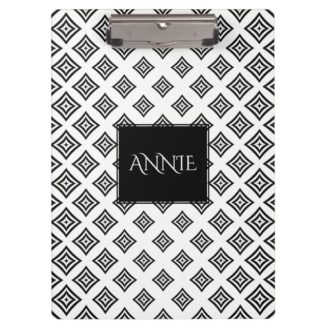 Black Geometric Shapes Pattern Clipboard (Front)