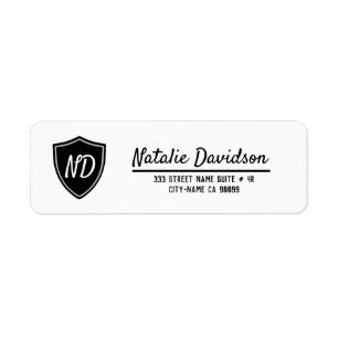 Black Geometric Shapes Return Address Label