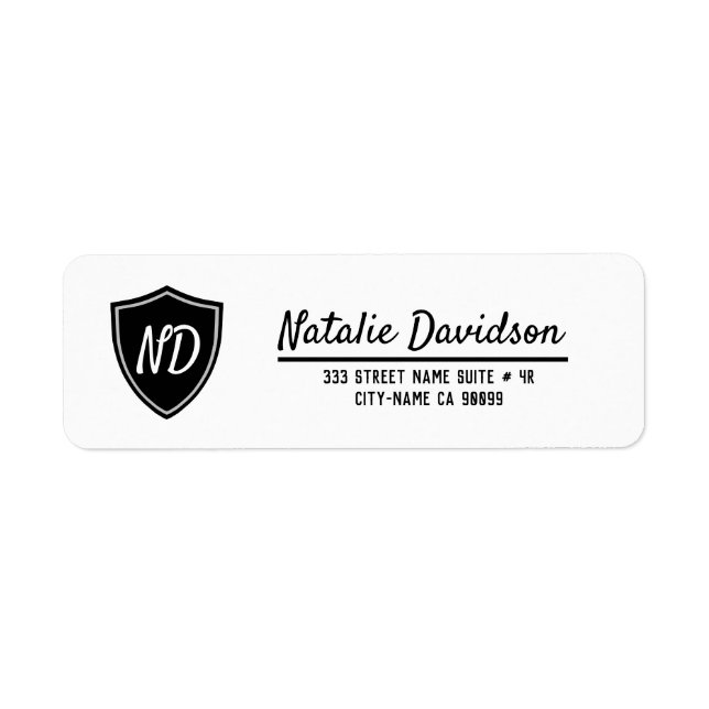 Black Geometric Shapes Return Address Label (Front)