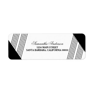 Black Geometric Stripe Address Labels