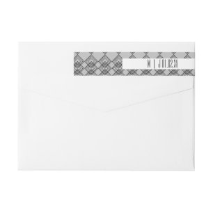 Black Geometrical Diamond Modern Wedding Logo Wrap Around Label