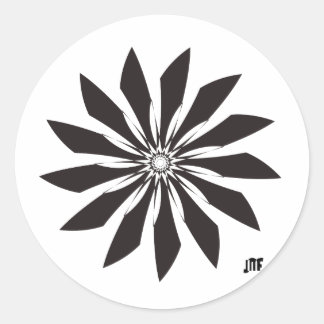 black geometry flower classic round sticker