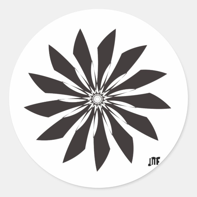 black geometry flower classic round sticker (Front)