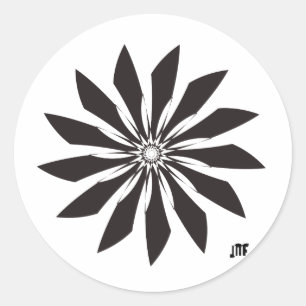 black geometry to flower classic round sticker