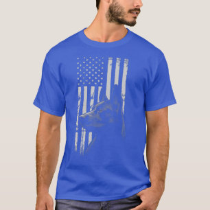 Black German Sheperd Patriotic USA American Flag T-Shirt