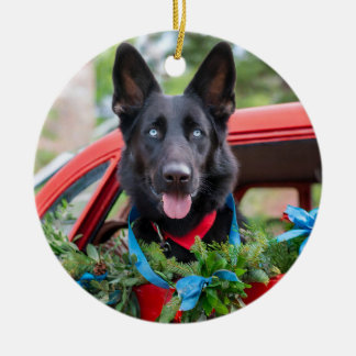 Black German Shephard with Blue Eyes Ornament