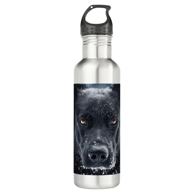 Black German Shepherd 710 Ml Water Bottle (Front)