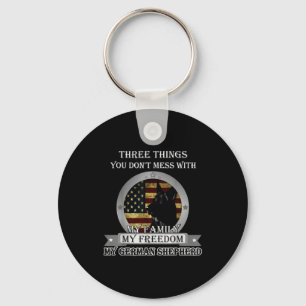 Black German Shepherd American Flag Three Things Y Key Ring