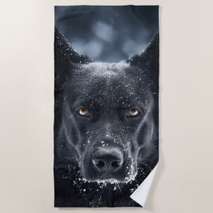 Black German Shepherd Beach Towel