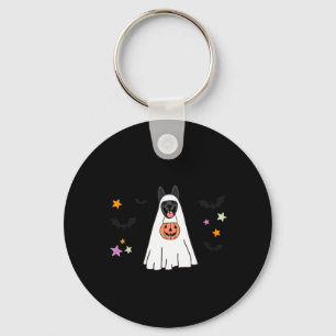 Black German Shepherd Boo Ghost Dog Happy Key Ring