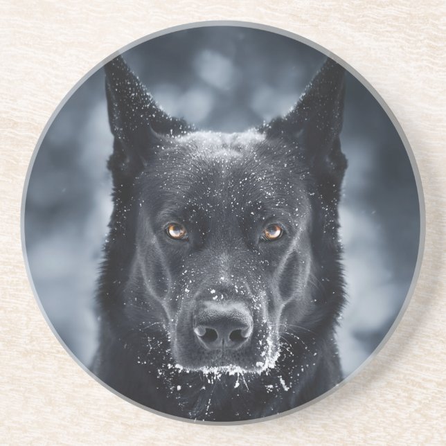 Black German Shepherd Coaster (Front)