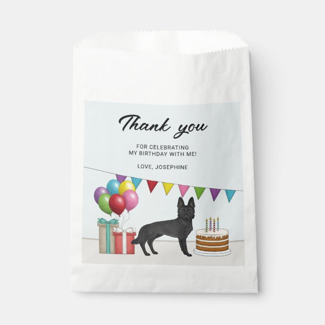 Black German Shepherd Colourful Birthday Thank You Favour Bag (Front)