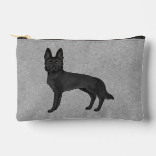 Black German Shepherd Cute Cartoon Dog Grey Accessory Pouch