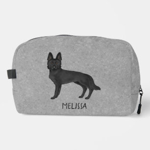 Black German Shepherd Cute Dog With Any Name Grey Dopp Kit