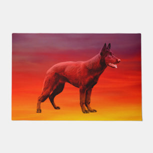 Black German Shepherd Dog Beach Portrait Doormat