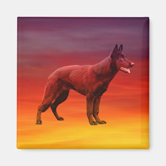 Black German Shepherd Dog Beach Portrait Magnet (Front)