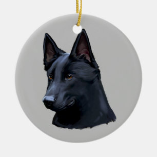 Black German Shepherd Dog Ceramic Tree Decoration