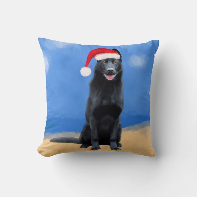 Black German Shepherd Dog Christmas Cushion (Front)