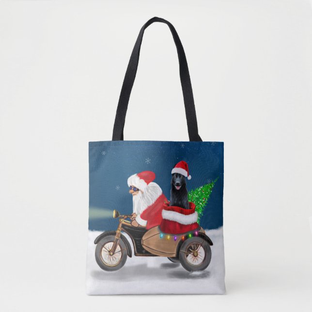 Black German Shepherd Dog Christmas Santa Claus   Tote Bag (Front)
