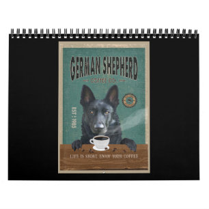 Black German Shepherd Dog Coffee Lover Calendar