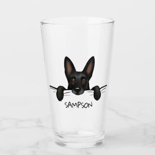 Black German Shepherd Dog Cute Personalized Glass