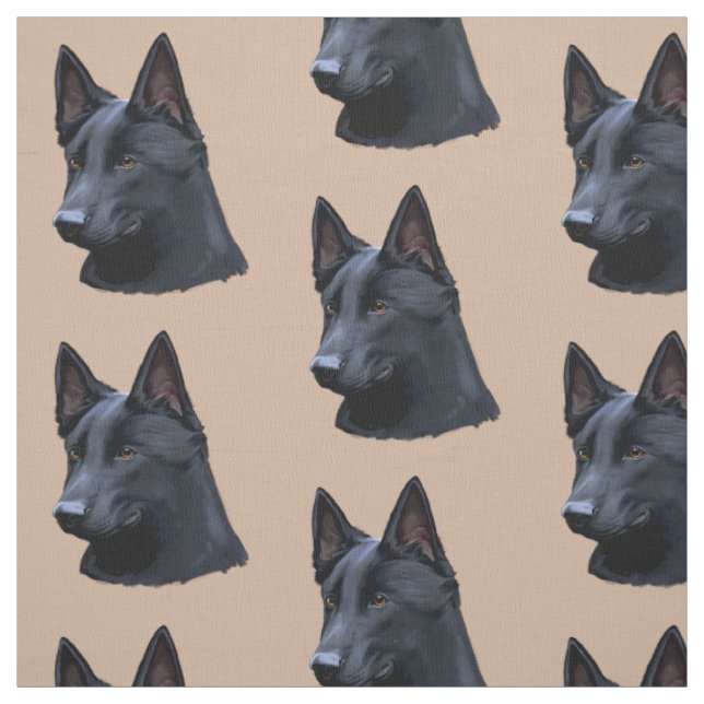 Black German Shepherd Dog Fabric (Swatch)