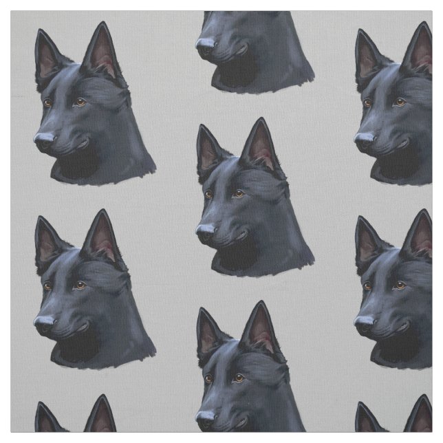 Black German Shepherd Dog Fabric (Swatch)