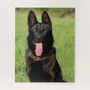 Black German Shepherd Dog - GSD Puppy Jigsaw Puzzle