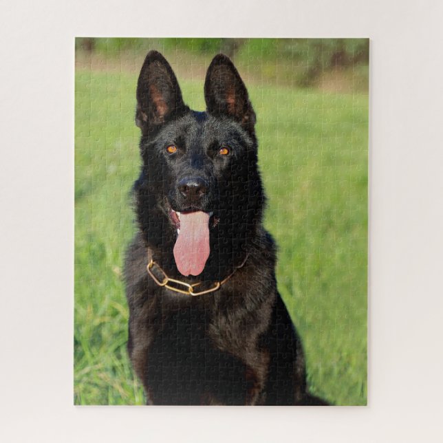 Black German Shepherd Dog - GSD Puppy Jigsaw Puzzle (Vertical)