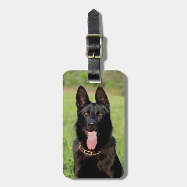 Black German Shepherd Dog - GSD Puppy Luggage Tag (Front Vertical)