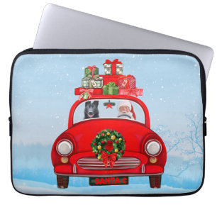 Black German Shepherd Dog In Car With Santa Claus  Laptop Sleeve