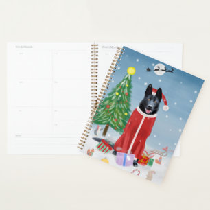 Black German Shepherd Dog in Snow Christmas Gifts  Planner