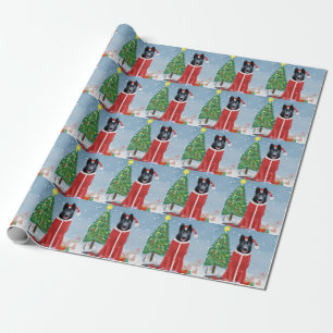Black German Shepherd Dog in Snow Christmas Gifts Wrapping Paper
