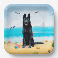 Black German Shepherd Dog on Beach