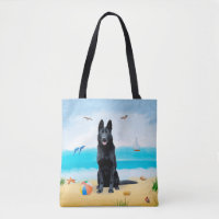 Black German Shepherd Dog on Beach