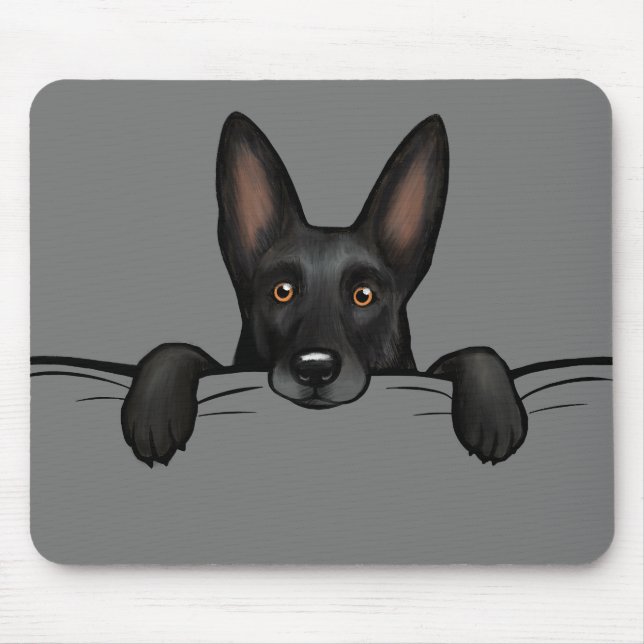 Black German Shepherd Dog Peeking Mouse Pad (Front)