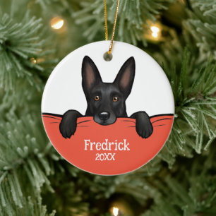 Black German Shepherd Dog Personalised Ceramic Ornament