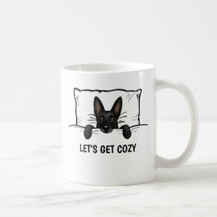 Black German Shepherd Dog Tucked in Bed Coffee Mug
