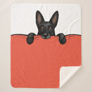 Black German Shepherd Dog Tucked in Bed Sherpa Blanket