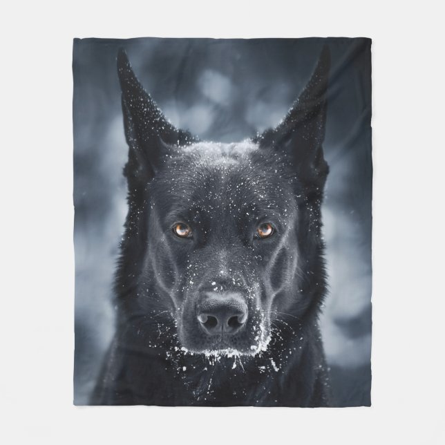 Black German Shepherd Fleece Blanket (Front)