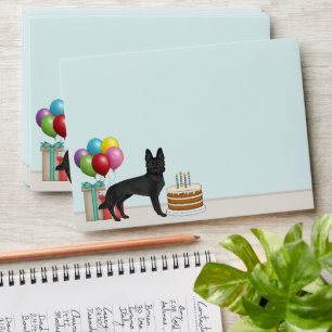 Black German Shepherd GSD Dog Colourful Birthday Envelope