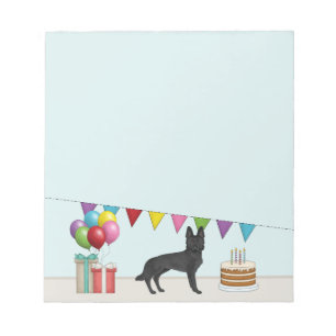 Black German Shepherd GSD Dog Colourful Birthday Notepad